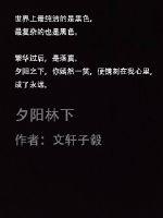 夕阳林下章节列表